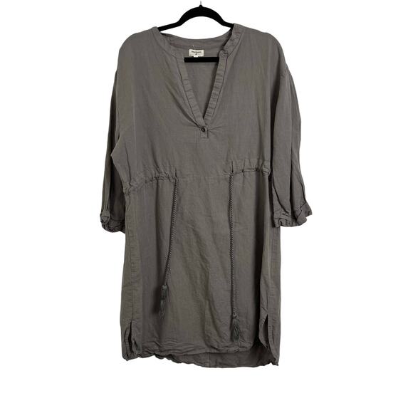 World Market Womens Linen Blend Dress Size Large / XL Gray Boho Casual Tassel - Picture 1 of 6